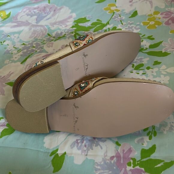 Montana West Mules Slides Canvas Rhinestone Embroidered - Picture 2 of 6